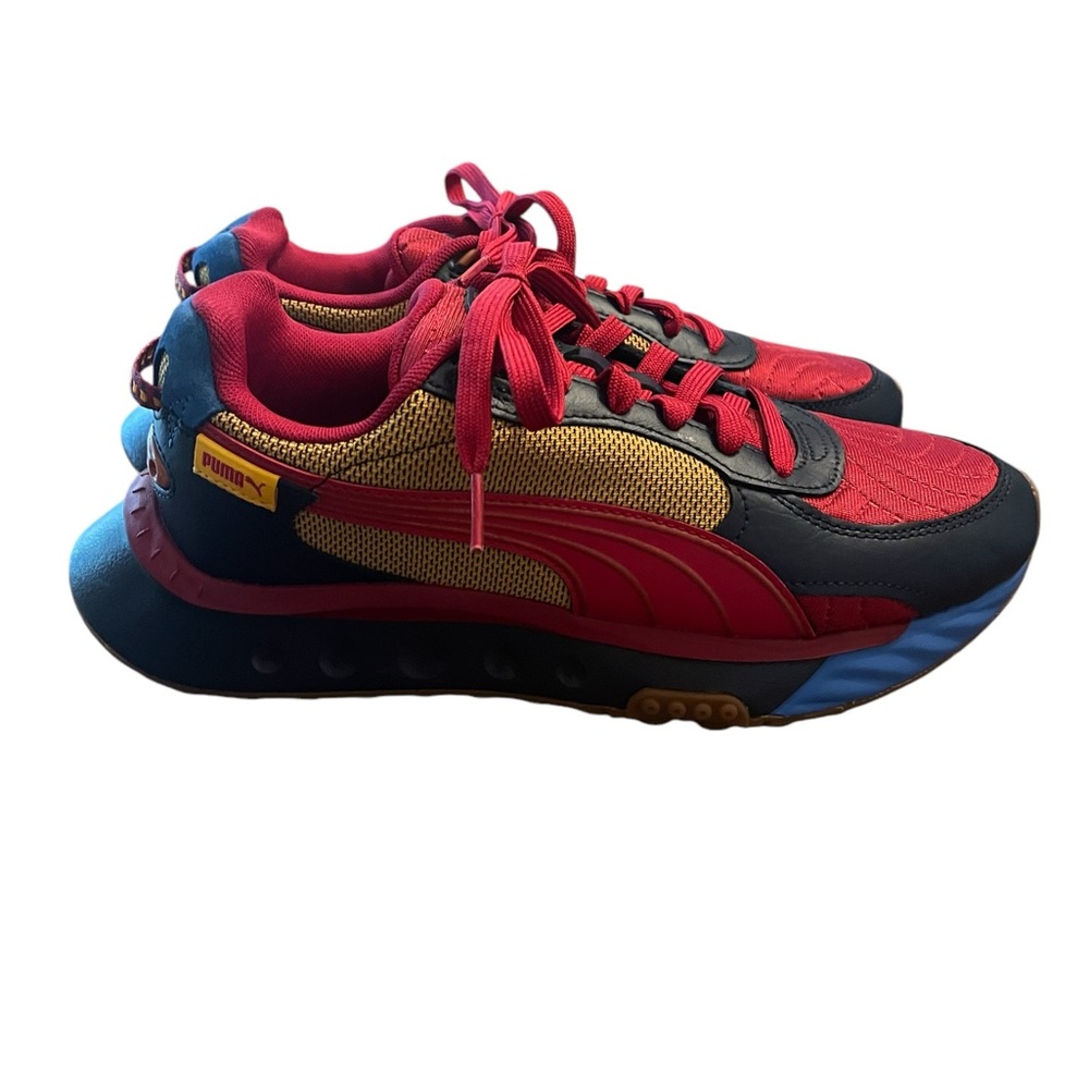 Puma Tennis Shoes in Navy, Mustard, and Deep Red in Unisex Size 7. - Picture 3 of 13